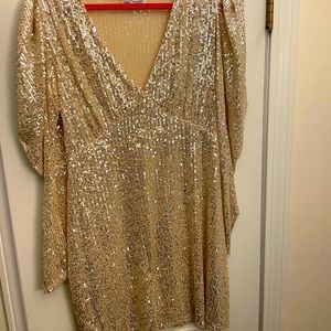 Zara Champagne sequin mini dress size Large